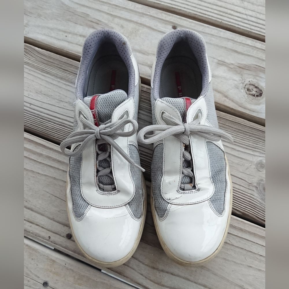 Prada White Nevada Bike Low-top Sneakers size 10